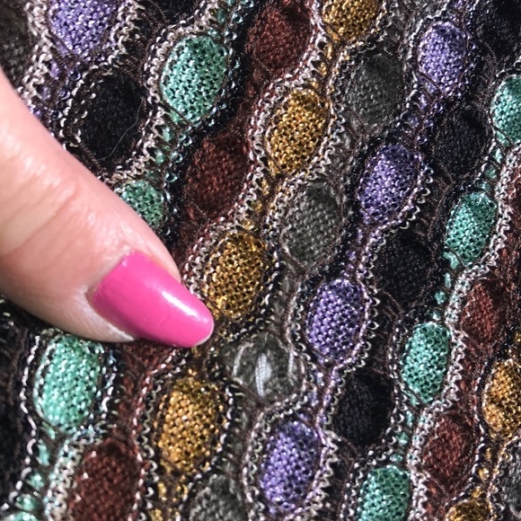 𝅺MISSONI vintage multi colored lined cap sleeves dress tiny mended flaw size 6 - Picture 12 of 12